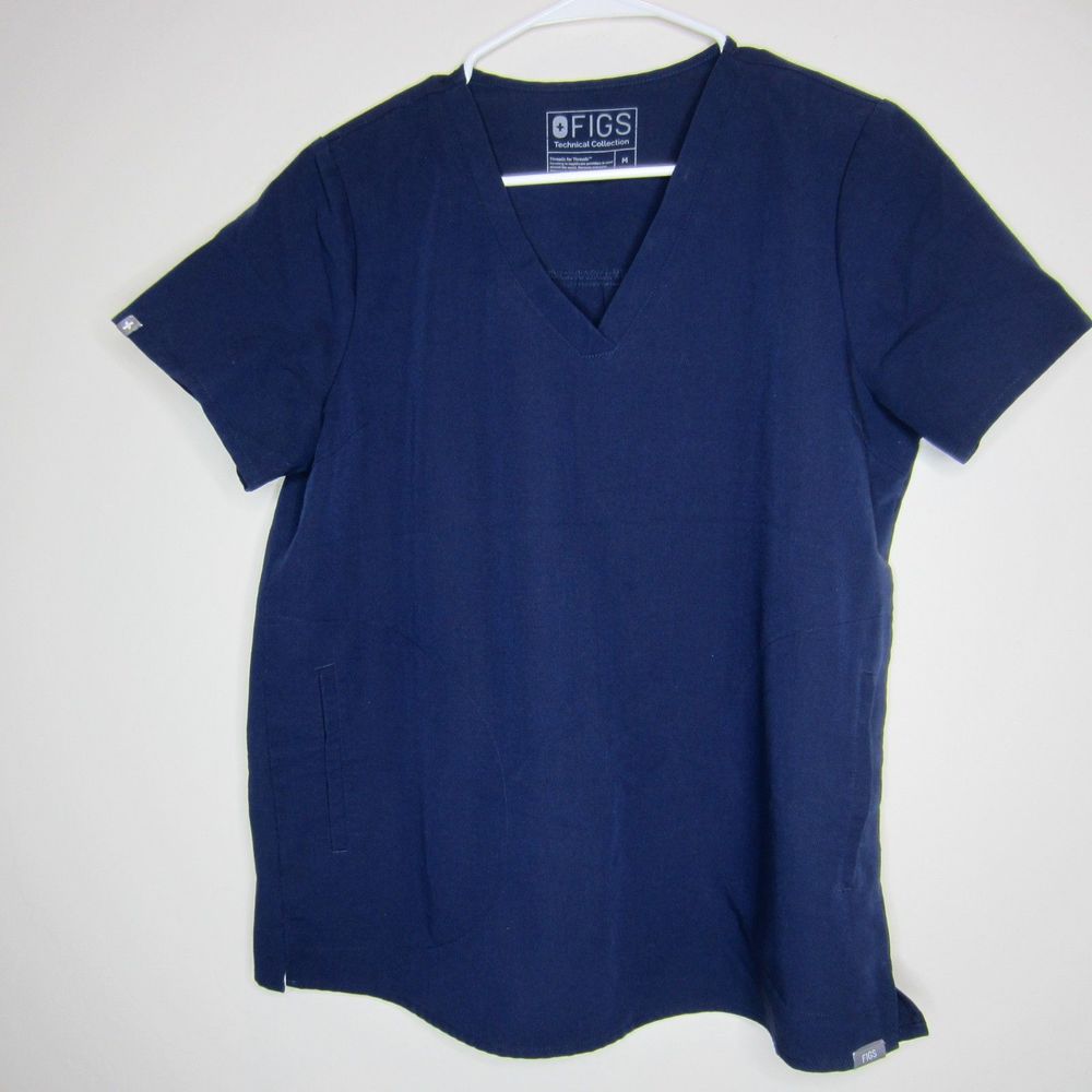 Figs Technical Collection womens scrubs navy top-Sz M